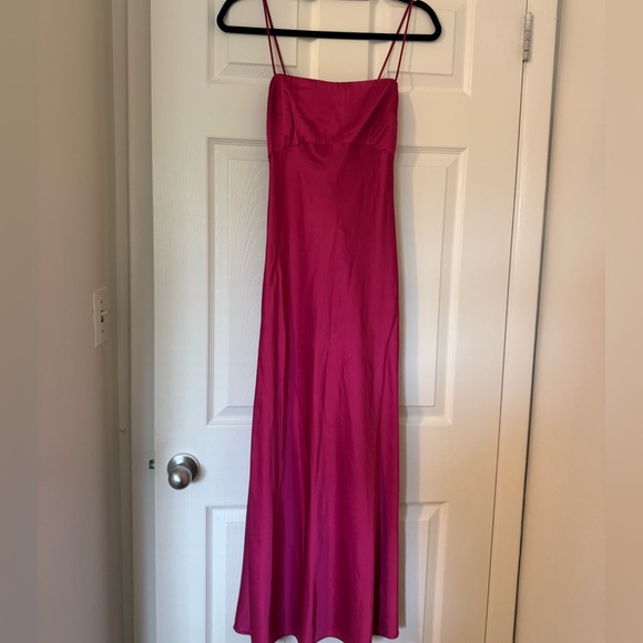 Abercrombie Pink Satin Wedding Guest Dress - Picture 1 of 2